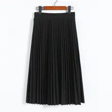 

Spring and Autumn New Fashion Women's High Waist Pleated Solid Color Half Length Elastic Skirt Promotions Lady Black Pink