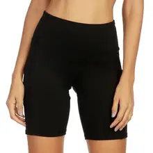 Женские шорты для йоги с высокой талией и карманами, спортивный жесткий шорты для тренировок и бега