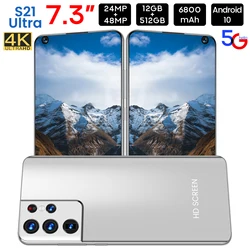 S21 Ultra Global Version Smartphone 7.3 Inch 6800mAh 5G 48MP 16GB 512GB Unlock Celular Cellphone Android 10 SUMASNG Mobile Phone