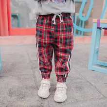 Детские штаны в клетку повседневные штаны для мальчиков модные весенне-осенние новые стильные детские штаны в Корейском стиле для маленьких мальчиков