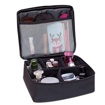 

Professional Large Makeup Bag Cosmetic Case Storage Handle Organizer Travel Kit--Black Net Bag