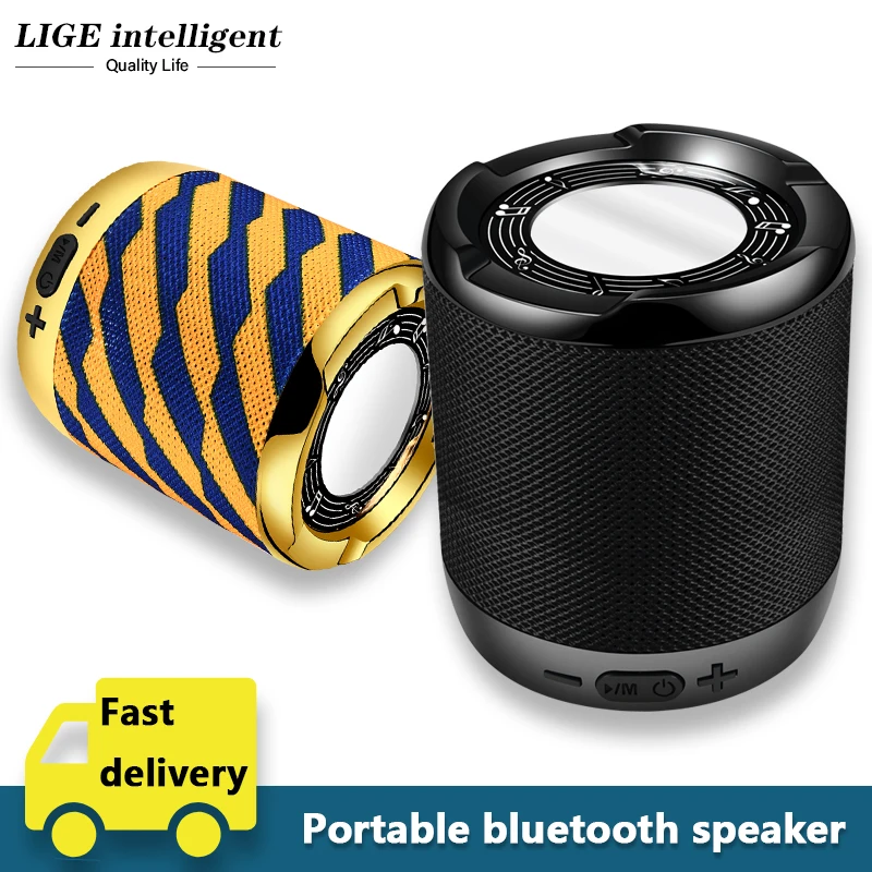

LIGE 2019 New Bluetooth Speaker Portable Sound System 10W Stereo Music Surround Waterproof Outdoor Smart Speaker TF USB AUX+Box