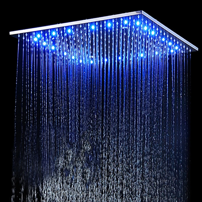 

Zhang Ji 8 Inch Stainless Steel LED Waterfall Shower Head Bathroom Square 20cm Big Panel Rainfall Showerhead Ceiling Mounted