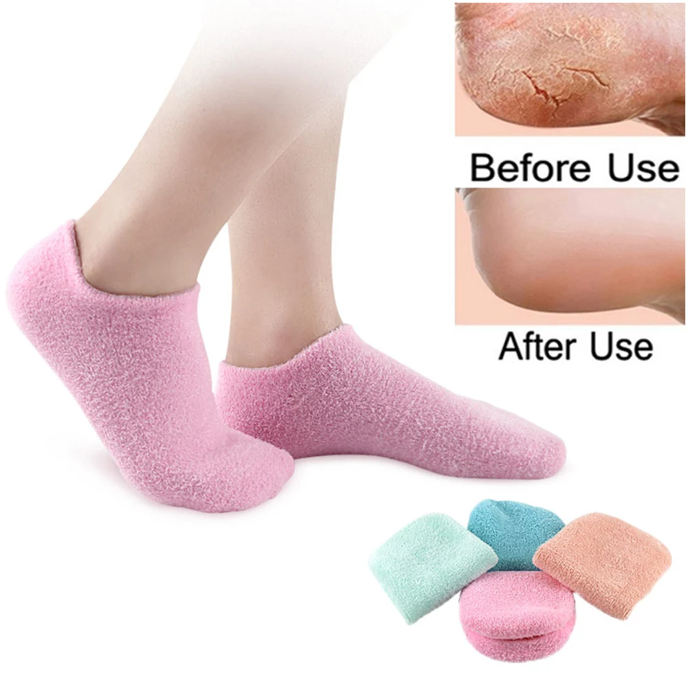 1Pair Foot Care Spa Moisturizing Gel Socks Exfoliating Dry Cracked Soft Skin Sock Pedicure Hard Heel Skin Protector Repairing