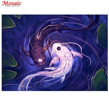 

DIY 5D Diamond Yin Yang Bagua Goldfish Diamond Painting Cross Stitch Kits Diamond Embroidery Patterns Rhinestones gift