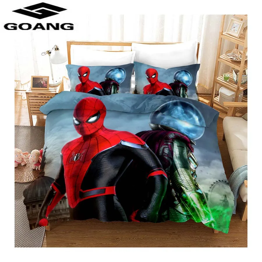 GOANG kids bedding sets 3D Digital Printing Spider Man bedding cartoon Duvet Cover Sets and pillowcase home textiles - Цвет: Синий