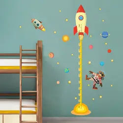 Ракета шаблон стикер на стену Детская высота измерения стены стикер для детской детская комната спальня домашний декор