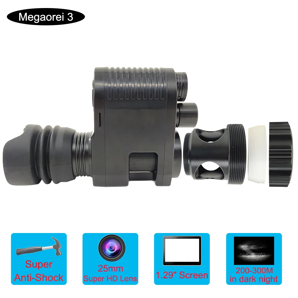 

Megaorei3 Night Vision Scope Add on Attachment Monocular Hunting Camera 720p Digital Video Recorder with Built-in 850nm IR LASER