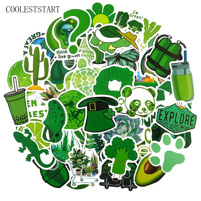 50 Pcs/Set Cute VSCO Girl Cartoon Green Pink Graffiti Sticker For Skateboard Bicycle Fridge Luggage Laptop Motorcycle Stickes