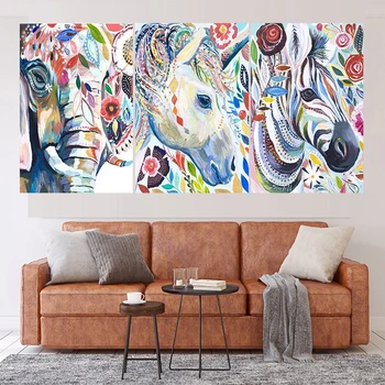 

3 Pcs Abstract Colors Animal DIY Diamond Paintings Full Drill Square/Round 5D Diamond Painting Mosaic Needlework Paintings