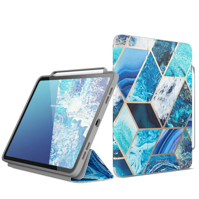 Чехол Cosmo для iPad Pro 12 9 чехол (2020) с полным корпусом откидной мраморной подставкой и держателем карандашом