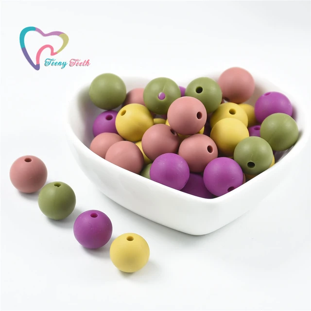 40pcs Random Color 15 MM Silicone Beads