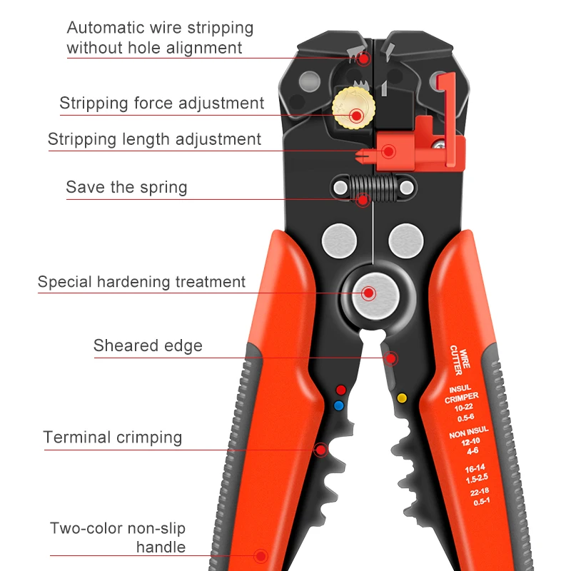 Wire Stripper  Automatic Stripping Pliers For BVR Cable Multifunctional Crimping Cutting Tools Brand JT-D1
