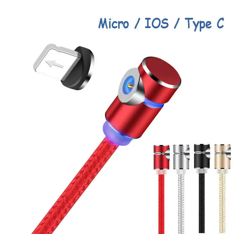 UGI 2.4A 1 м 2 90 градусов Магнитный USB кабель для зарядного устройства usb type-C iOS Micro LG iP X 8