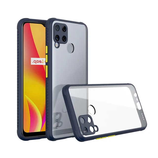 For OPPO Realme C11 C12 C15 Case Luxury Armor Silicone Bumper Phone Case for Realme 5 5i 6i 5S 6 Pro A5 A9 2020 Cover blue