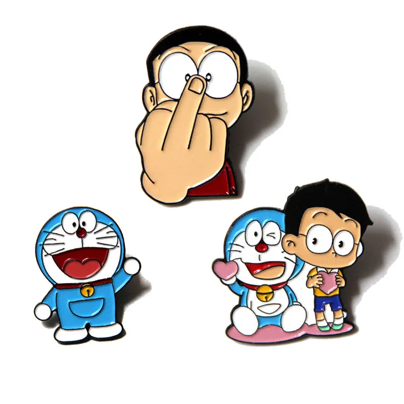 Аниме Doraemon булавки и броши Милая брошь булавка лацкан рюкзак сумки значок одежда шляпа подарок для женщин детская мода ювелирные изделия