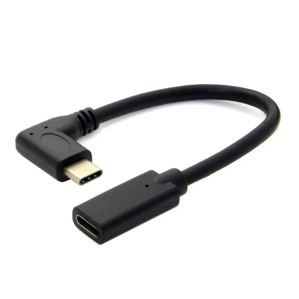 0.3 Meters Type-C USB 3.1 Male to USB-C Female 90 degree Extension Data Cable Extender Cord Reversible Design