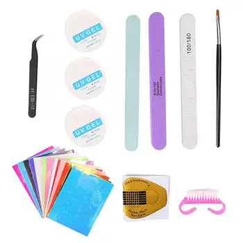 

Nails Accessoires Nail Art Flame Pattern Stickers Nail File UV Gel Tweezers DIY Manicure Tool Set Nails Accessoires