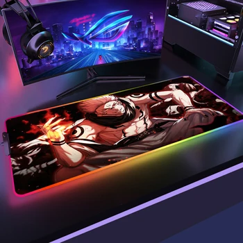 Jujutsu Kaisen-alfombrilla de ratón con luz LED RGB, accesorios para jugadores de videojuegos, alfombrilla antideslizante 4