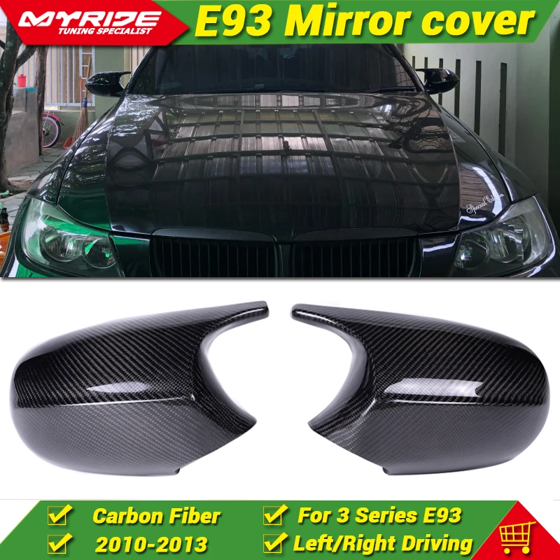 

1:1 Replacement For BMW E93 2-Door Convertible Rear Mirror Cover Cap Add on Style M3 Look Carbon Fiber Gloss Black CF 2-Pcs10-13