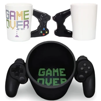 

New 380mL Creative Game Over Coffee Mug 3D Game Controller Handle Mug Ceramic Cup Milk Tea Mugs Gameboy Birthday Christmas Gift