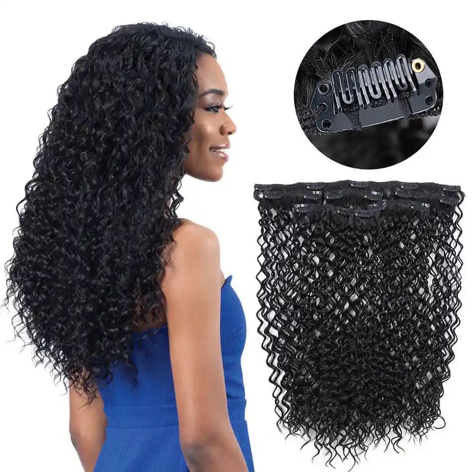Synthetic kinky clip in hair extensions Clearance