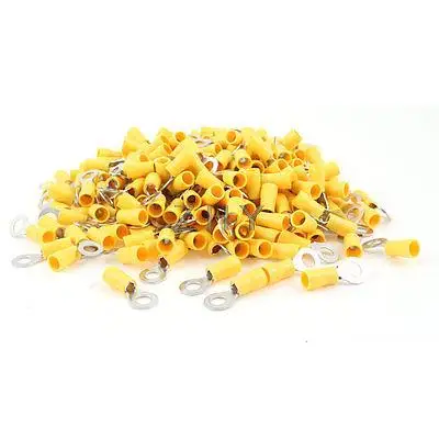 

500 x RV5.5-6 6.5mm 1/4" Yellow Sleeve Pre Insulated Ring Terminals Connectors