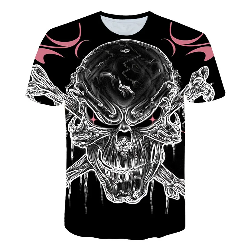 Г. Детские футболки новая модная летняя футболка с короткими рукавами для мальчиков и девочек Повседневная футболка с 3D принтом черепа в стиле рок с полным принтом - Цвет: TX-017
