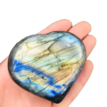 

1pc Natural labradorite heart shape ornaments healing flash light crystal quartz stone heart for decorative
