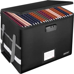 Boîte à fichiers avec serrure, boîte ignifuge, organisateur de stockage de fichiers, boîte antistatique, boîte à documents Portable pliable avec poignée 