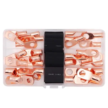 

Terminal Connectors Cable Ends,AWG Crimp Copper Wire Ring Lugs with 2:1 Heat Shrink Tubing Assortment Kit(60 PCS)