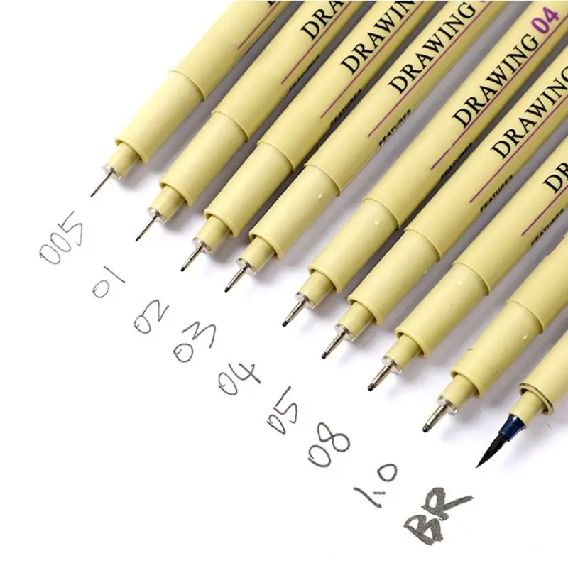 6/7/8/9pcs Black Technical Graphic Fine Hook Line Pen Painting Drawing Sketch Pens C26