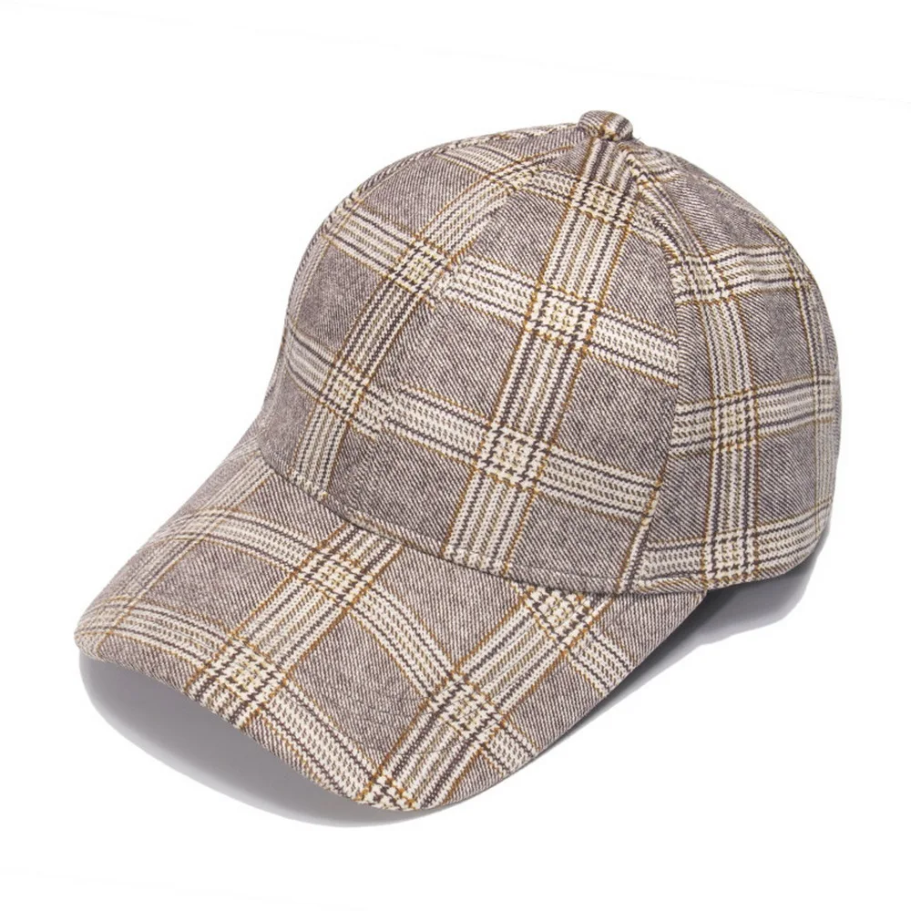 

Four Seasons Unisex Baseball Caps British Style Polyester Grid Pattern Outdoor Sports High Quality