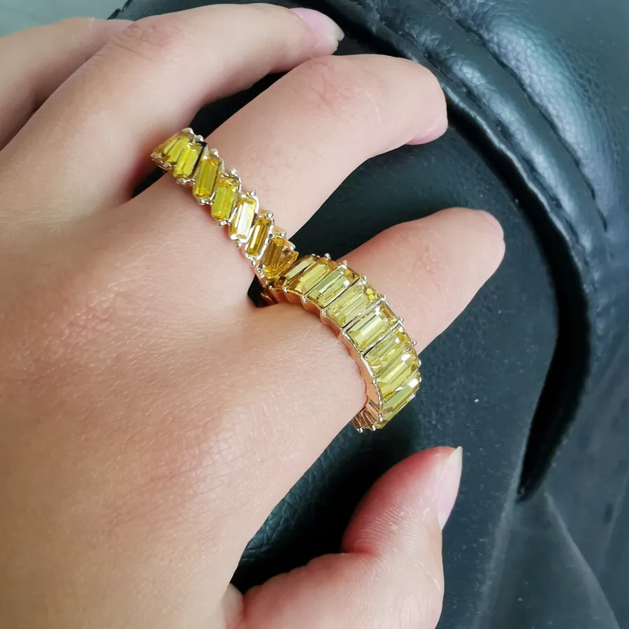 New Luxury Cubic Zirconia Rings For Women Fashion Red Blue Copper Plated Finger Rings Zircon Statement Wholesale Bulk Jewelry