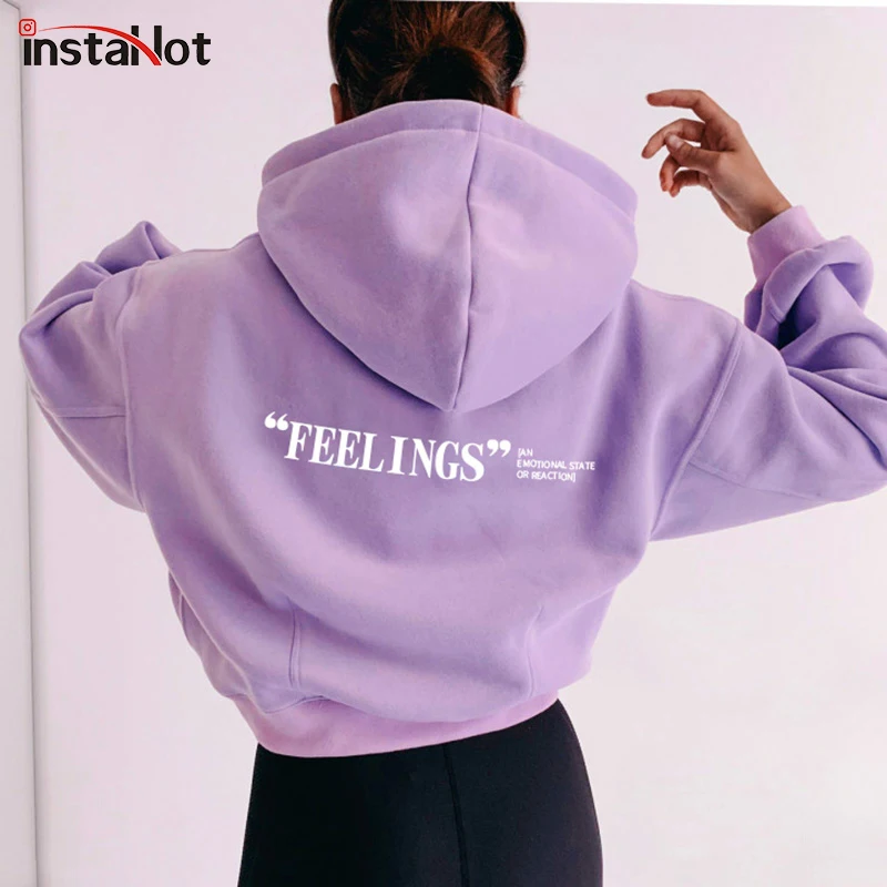 Свитшот InstaHot женский хлопковый с капюшоном Повседневная Базовая толстовка