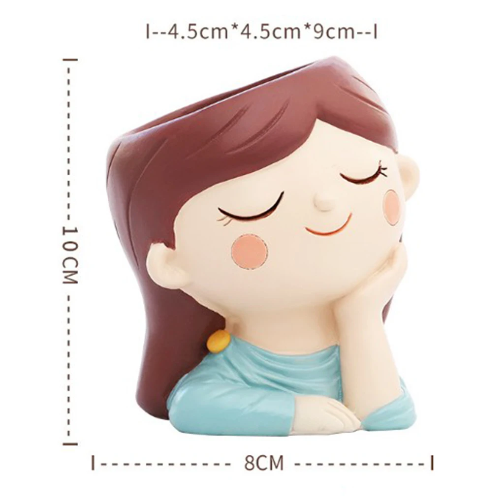 Resin Cute Girls Plant Window Box Flower Pot Small Succulent Planter Pots Decor