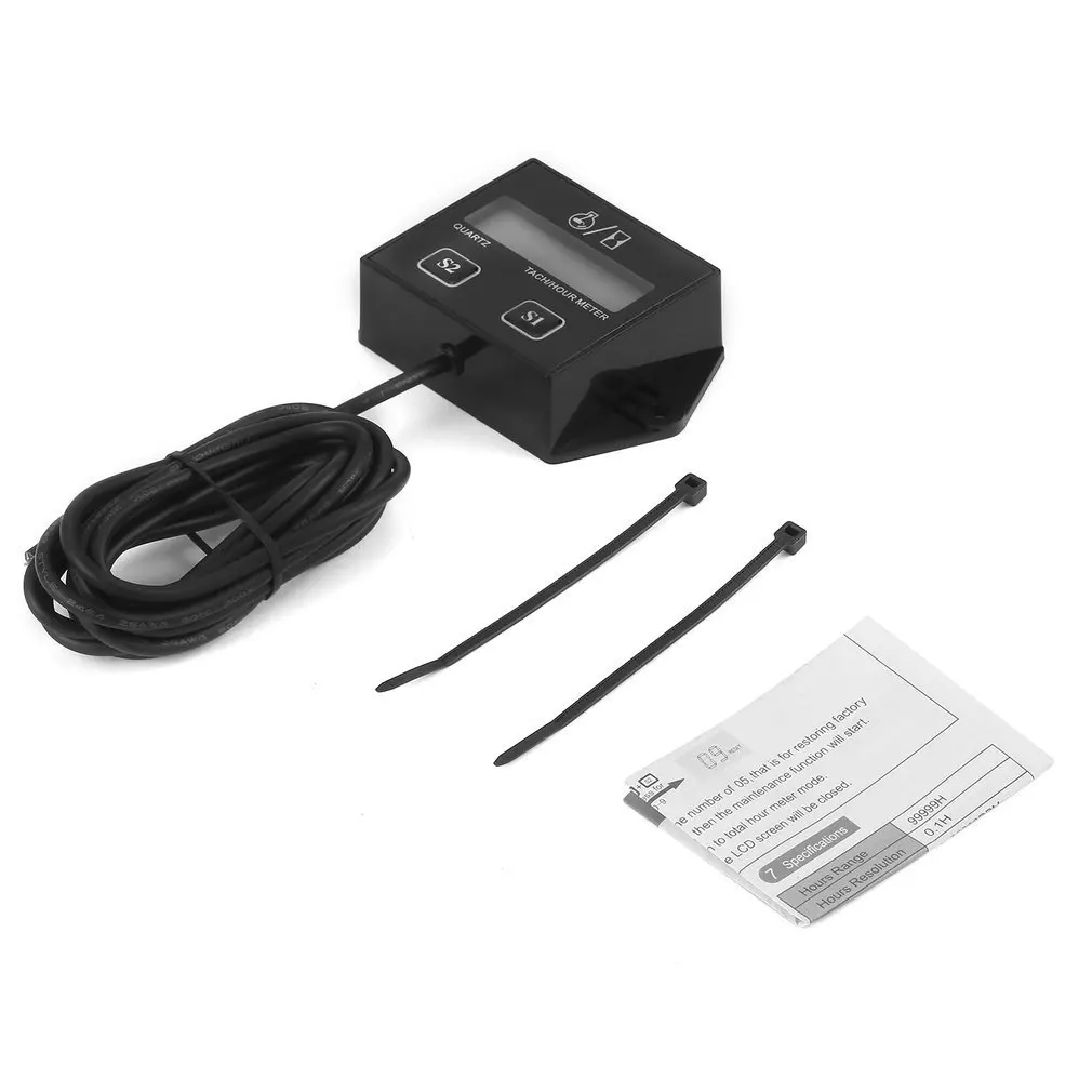 

High Performance Car Digital Engine Tach Tachometer Hour Meter Inductive for Motorcycle Car Motor Stroke Engine