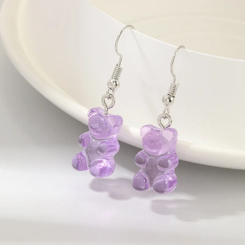Candy Animal Gummy Bear Earrings Minimalism Cartoon Design Female Ear Hooks Jewelry Kids Gift