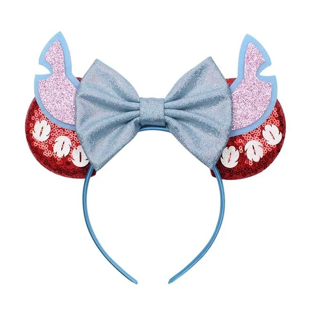 Disney Mickey Stitch Frozen Ears Headband Sequins Hair Bows Charactor For Women Festival Hairband Girls Hair Accessories Party color7