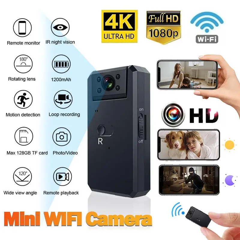 

Mini camera App Full HD 720 /4K camera 150 wide angle wireless WiFi IP network monitoring security night version camera