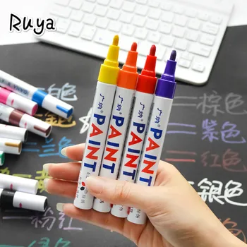 

12 Pcs/box Colorful Waterproof Pen Car Tyre Tire Tread Metal Permanent Paint copic Markers Graffiti Oily Marcador Caneta tombow