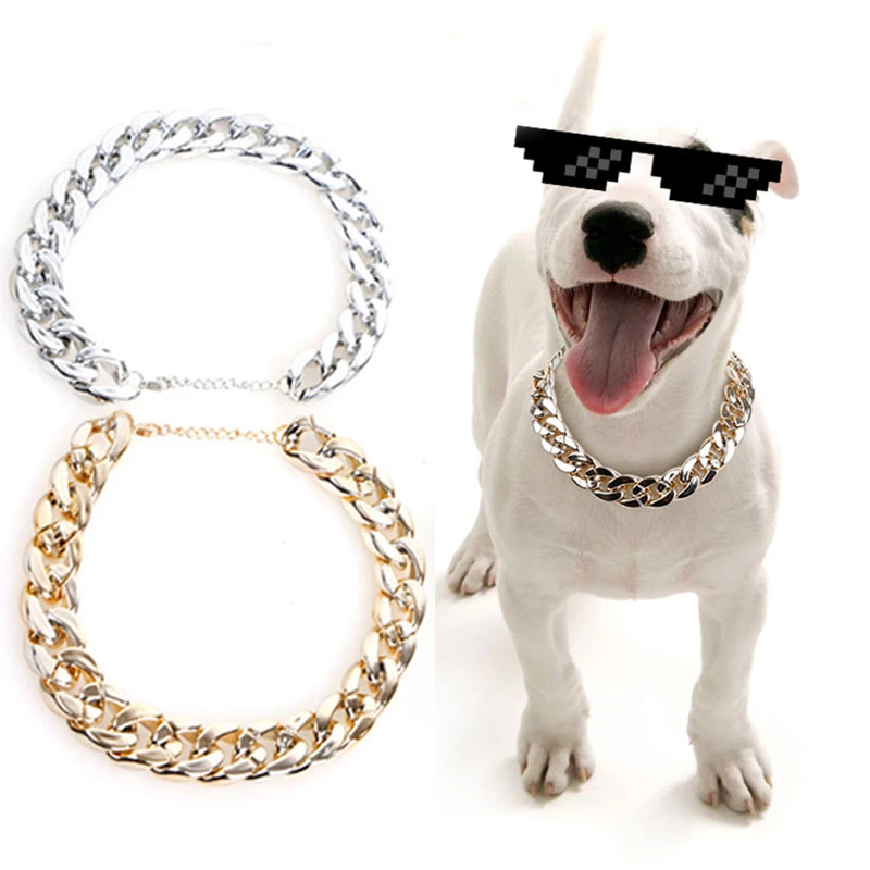 Collar de Metal ajustable para perros, cadena dorada, accesorios de decoración para cachorros, Collar sólido mascotas, suministros para pequeños Pitbull|Accesorios para perros| - AliExpress