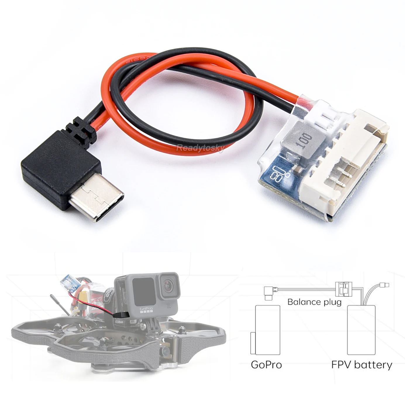 NEW Type C to 5V Balance Plug Power Cable Charging Cable for GoPro Hero 6 / 7 / 8 / 9 / 10 Camera FPV Drone Part 1 NEW Type C to 5V Balance Plug Power Cable Charging Cable for GoPro Hero 6 / 7 / 8 / 9 / 10 Camera FPV Drone Part 1