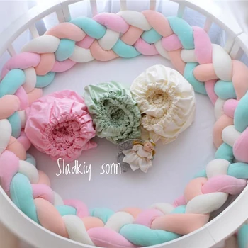 

1M/100CM Baby Bed Bumper Protector Widen 3 Knots Kids Room Decor Cot Bumpers in the Crib For Newborn Baby Pillow Cushion Bumpers