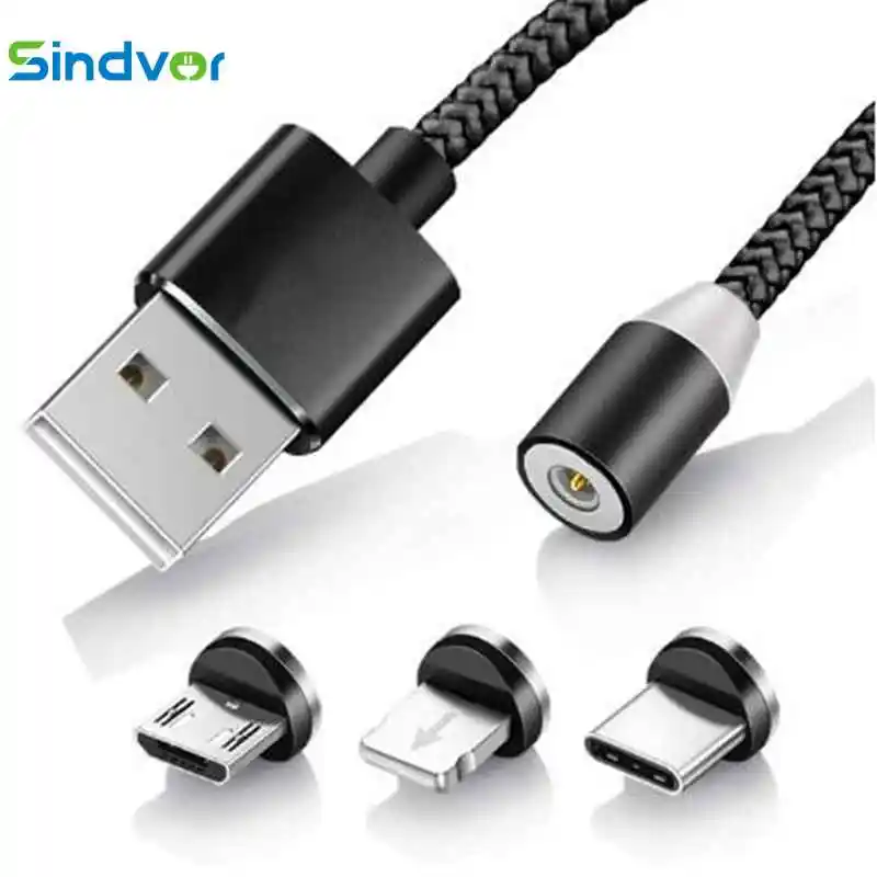 

2M USB Type C 3 in1 Cable Magnetic Cable for iPhone Samsung Xiaomi Cable Micro USB Magnet Charger Wire Phone Charging Cord