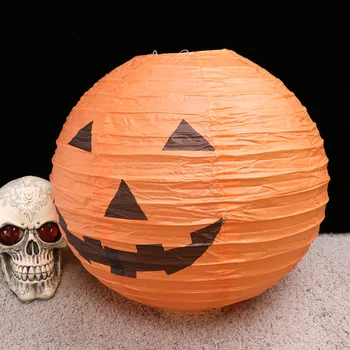 

10Pcs Festival Folding Round Paper Lantern for Halloween (Pumpkin)
