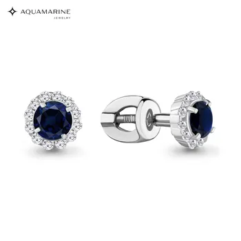 

Earrings with AQUAMARINE nanosapfirami, cubic zirconia, silver 925