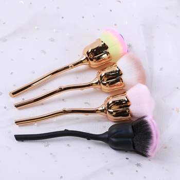 

2020 New Arrival Nail Art Glitter Power Dust Brush for Manicure Metal Rose Head Blush Brushes Beauty Tool Gel Nail Accessories