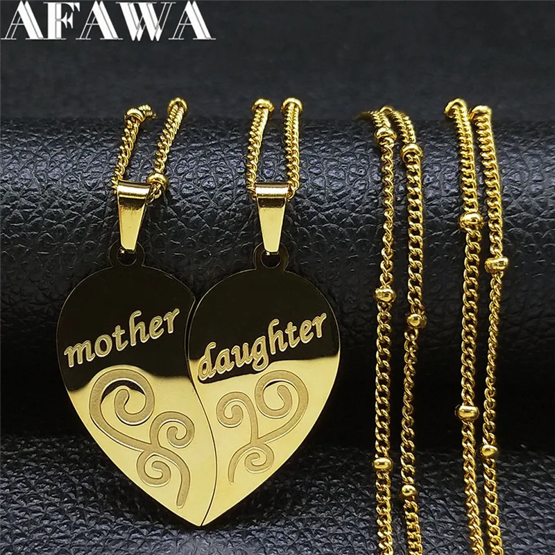 2 Pezzi Madre Figlia Collana Con Ciondoli In Acciaio Inossidabile Famiglia Cuore Collane Color Oro Gioielli Donna Collana Madre E Figlia D'Oro