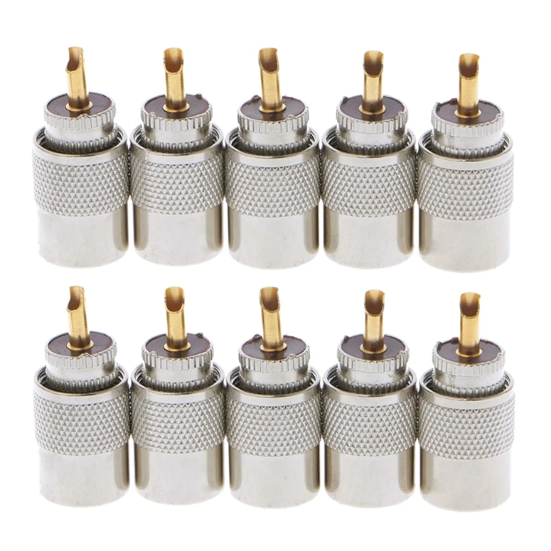 

10 Pcs UHF PL-259 Male Solder RF Connector Plugs For RG8X Coaxial Coax Cable A69D